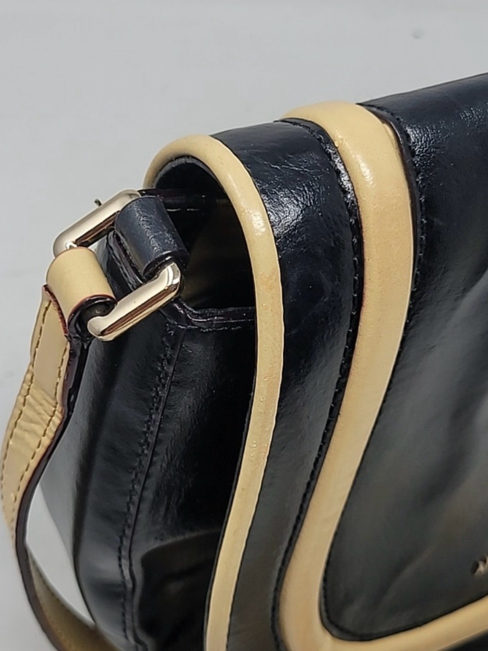 Antonio Melani Black Vintage  Leather Saddle Bag